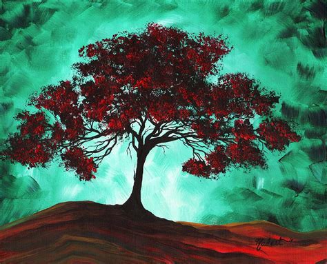 abstract art original colorful tree painting passion fire  madart