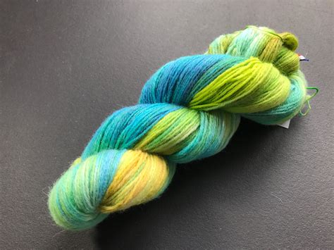 hand dyed fine wool yarn   sjors ii  green blue  yellow
