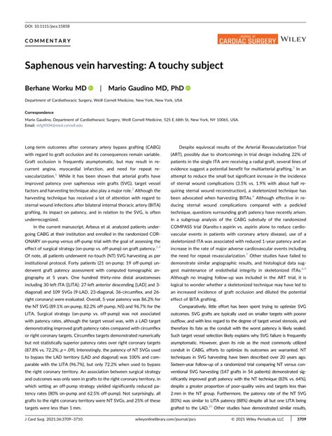 saphenous vein harvesting a touchy subject request pdf