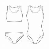 Drawing Template Swimwear Fashion Technical Vector Flat Premium sketch template