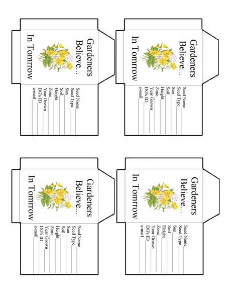 printable seed packets template printable templates