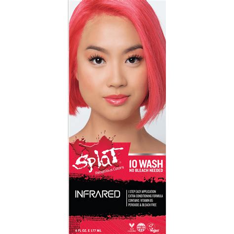 Splat 10 Wash Infrared Red Hair Color No Bleach Temporary Red Hair Dye
