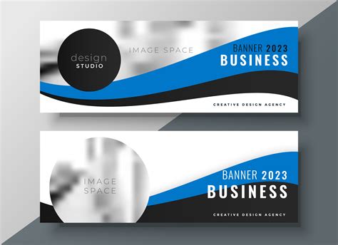 blue wavy business banner design   vector art stock
