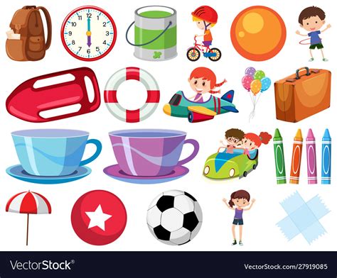 set isolated objects  children  balls vector image