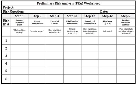 Preliminary Risk Assessment