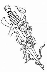 Tattoo Dagger Drawing Rose Flower Tattoos Drawings Skull Flowers Designs Getdrawings Flash Amp Forearm sketch template