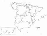 Mapa Comunidades Autonomas Mudo Politico Sausd Nombres Provincias Espana Reproduced sketch template