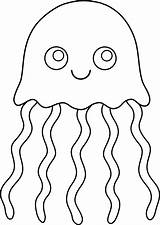 Jellyfish Cute Clip Coloring Clipart Colorable Outline Drawing Line Sweetclipart sketch template