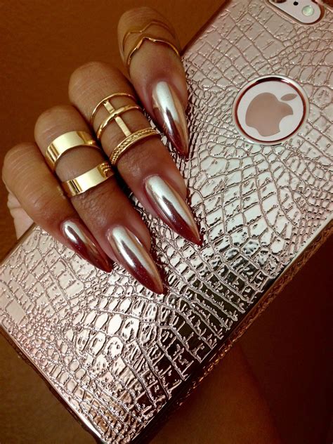 mani fresh  twitter chrome nails gold nails cute nails