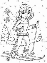 Skiing Coloring sketch template