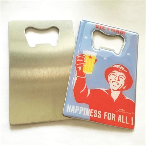 pcs full color printing metal stainless steel beer bottle opener business card custom logo