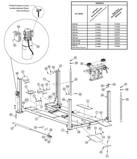 rotary  post lift parts diagram