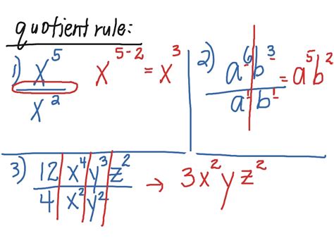 quotient rule  exponents math quotient rule showme