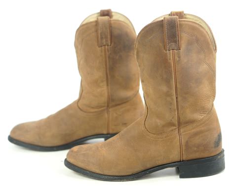 boulet tan brown suede short cowboy western roper boots canada mens size  oldrebelboots