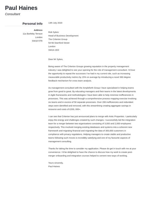 sample consulting cover letter cover letter  cover
