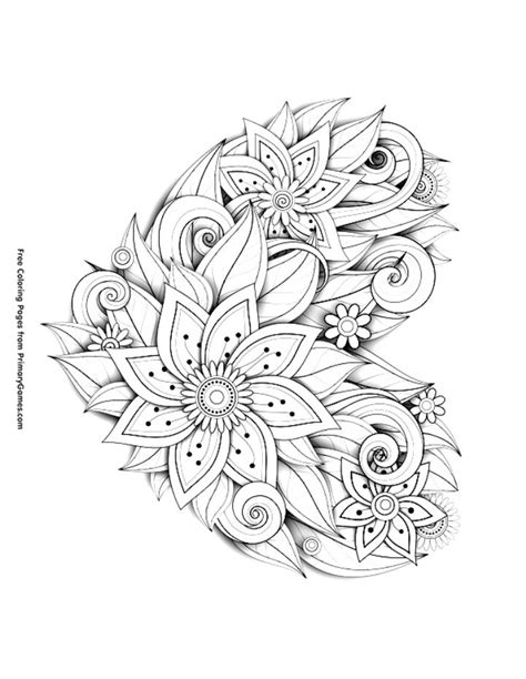 coloring pages flower heart coloring page  printable