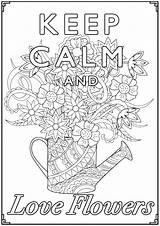 Calm Keep Flowers Coloring Watering Pages Adult sketch template