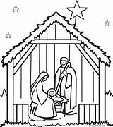 Nativity Coloring Scene Pages Manger Clipart Christmas Printable Kids Outdoor Drawing Simple Cool2bkids Scenes Sheets Templates Template Colouring Printables Book sketch template