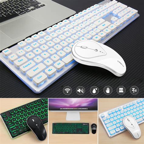 wireless keyboard  mouse combobacklit glowing keyboard silent gaming mouse combo