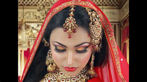 red and gold traditional bridal tutorial indian arabic asian bridal look for wedding youtube