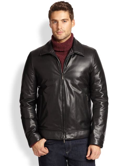 lyst canali leather jacket in black for men