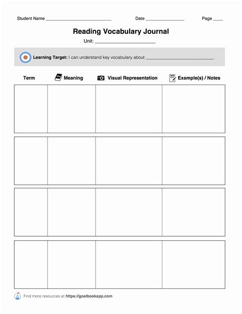 blank vocabulary worksheets  fill  printable fillable