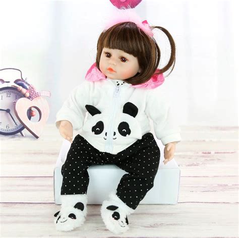 bebê boneca reborn 46cm super realista real roupa estilo urso panda