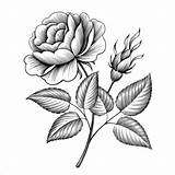 Rose Vintage Engraving Vector Template Flower Drawing Illustration Tattoo Victorian Botanical Flowers Style Line Tattoos Format Board Botanique Drawings Fleur sketch template