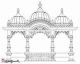 Mandir Temples Hindu Pooja Elevation Pillar Mughal Templates God Gopuram sketch template