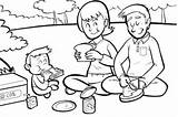 Picnic Coloring Pages Great Outdoors Blanket Children Grandparents Clipart Kids Printable Series Getcolorings People Getdrawings Color sketch template