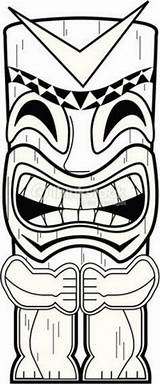 Tiki Coloring Pages Mask Totem Pole Drawing Template Printable Survivor Hawaiian Vector Tikki Luau Masks Clip Poles Clipart Sketch Head sketch template