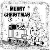 Coloring Thomas Train Pages Christmas Merry Print Printable Kids Friends Santa Trains Color Sheets Tank Engine Hat Snow Drawing Template sketch template