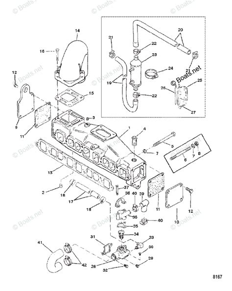 mercruiser sterndrive gas engines oem parts diagram  exhaust manifold  water system