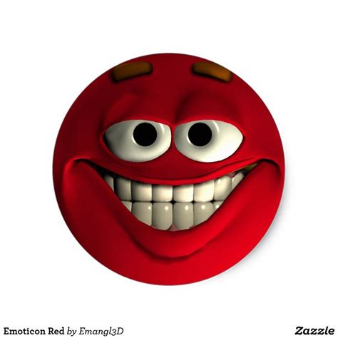 Emoticon Red Classic Round Sticker Zazzle Love Memes Funny
