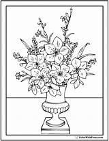 Coloring Flower Pages Vase Print Pdf sketch template
