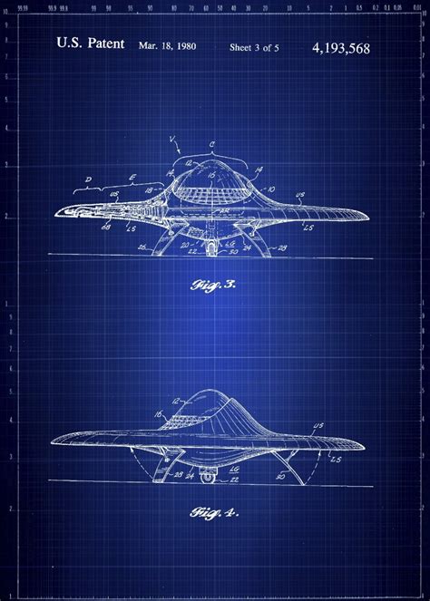 blueprint  real ufo patent   museum quality poster
