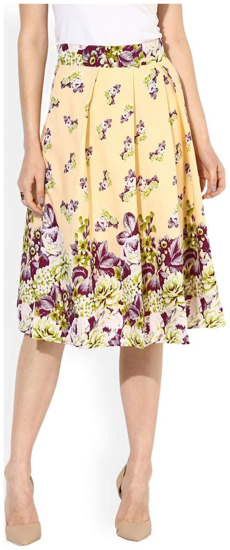 buy besiva printed straight skirt midi skirt beige