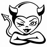 Devil Girl Clipart Woman Cute Vector Head Flirt Clip Svg Drawing Devilgirl Devils Cool Imp Spherical Claw Openclipart Dev Decal sketch template