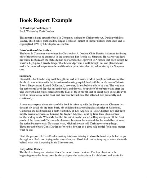 book report format  word  documents