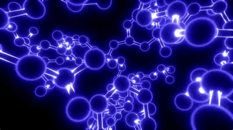 molecule neon ball and stick model fly through atoms