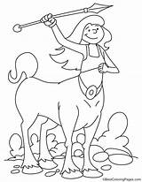 Coloring Centaur Throwing Spear sketch template