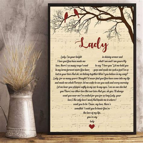 lady lyrics song poster heart shape posters gift etsy