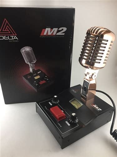 delta  mic amplified microphone power tone cb ham base mic microphone gold