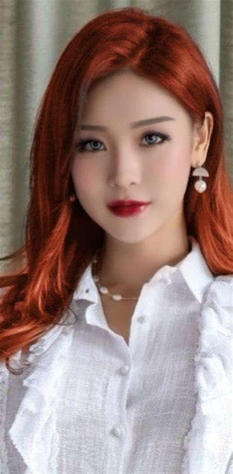 hermosa red hair woman most beautiful faces asian beauty
