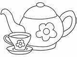 Coloring Pages Teapot Tea Printable Alice Time Colouring Color Teacup Kids Mother Teapots Wonderland Mom Print Party Card Popular Decorative sketch template