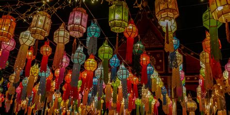 celebrating  yi peng lantern festival  northern thailand fan