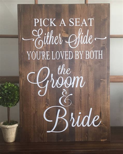 rustic wood wedding sign pick  seat   side sign rustic wedding decor country wedding