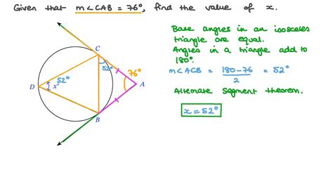 question video   alternate segment theorem  find  measure