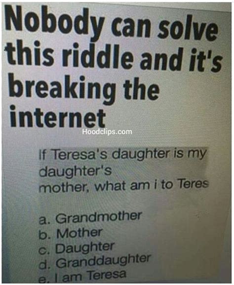 none of the above you would not be the grandmother mother daughter or teresa you would be