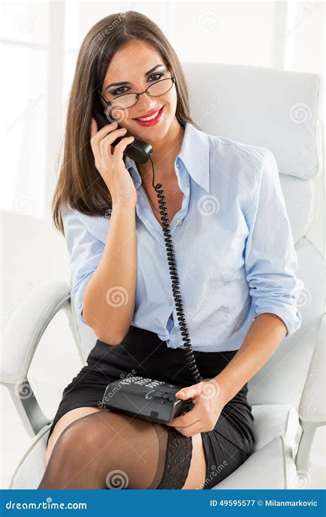Pretty Businesswoman Phoning Stock Image Image Of Eyeglasses